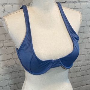 ZAFUL Bikini Top Ribbed Underwire Blue-12 and 16